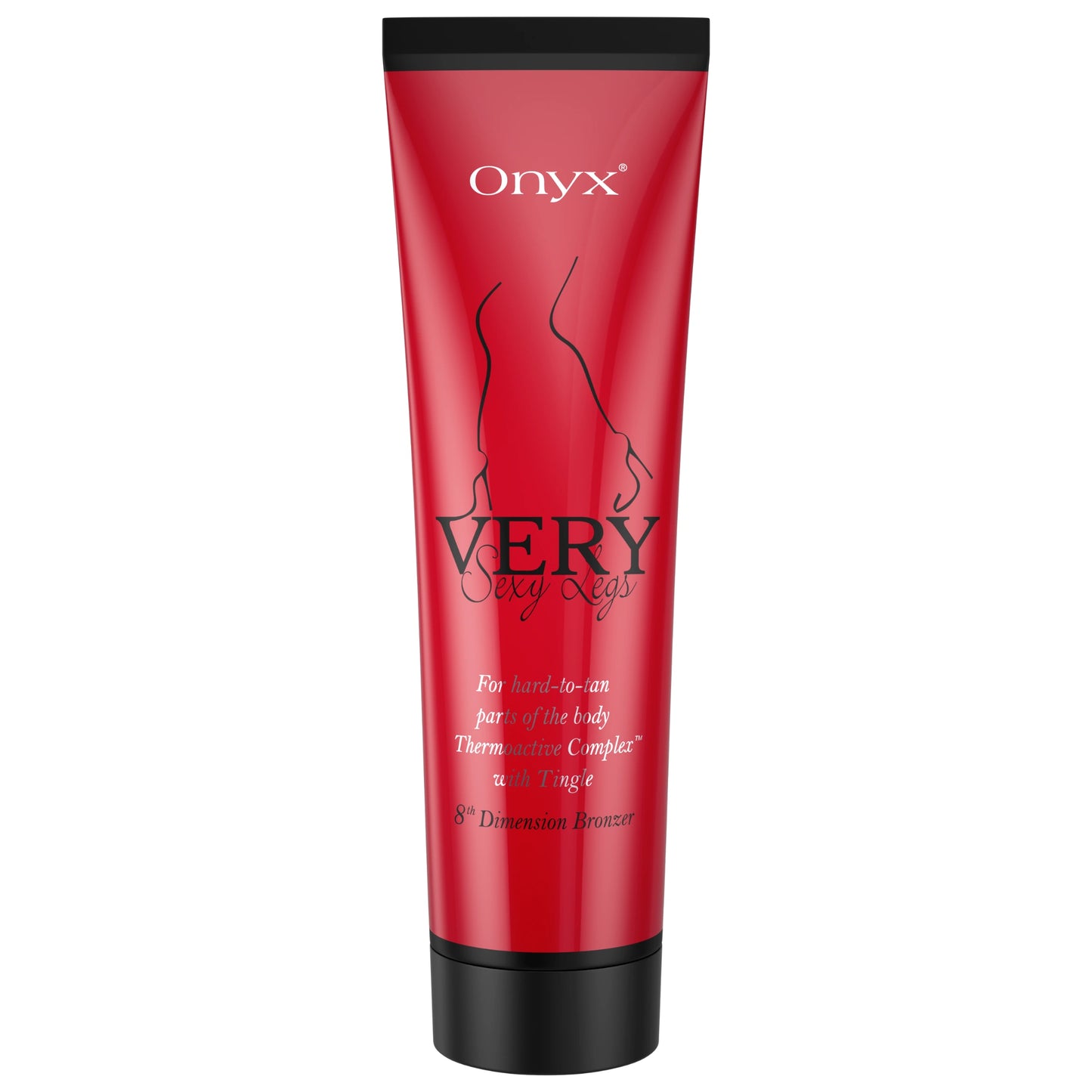 Imagen del producto Onyx Very Sexy Legs Bronceador con efecto tingle para zonas difíciles de broncear, en tubo rojo con tapa negra