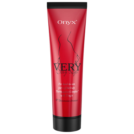 Imagen del producto Onyx Very Sexy Legs Bronceador con efecto tingle para zonas difíciles de broncear, en tubo rojo con tapa negra